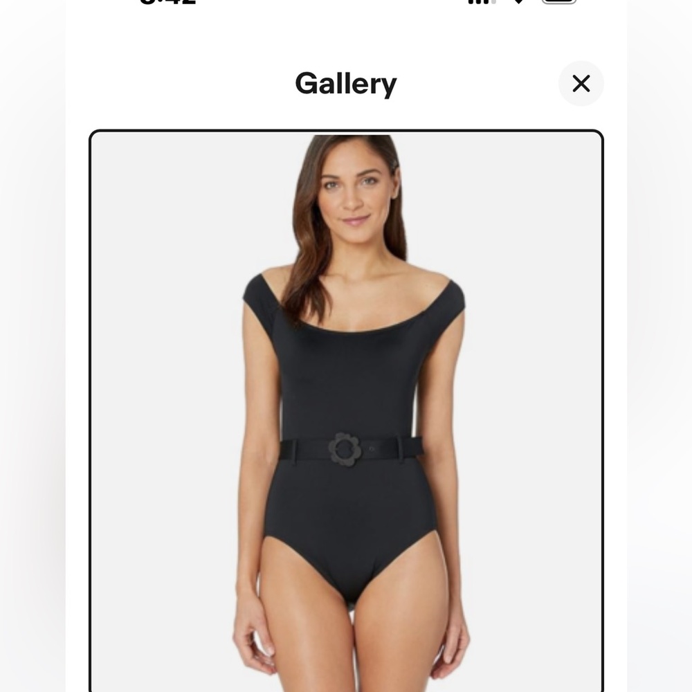Kate Spade Black Garment Daisy off shoulder swimsuit S